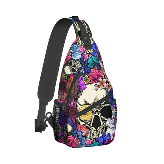 Skull Sling Backpack for Men Anti-Theft Crossbody Bags Daypack Lightweight Chest Bag Everyday Carry Casual Bag for Bicycle Hiking Jogging