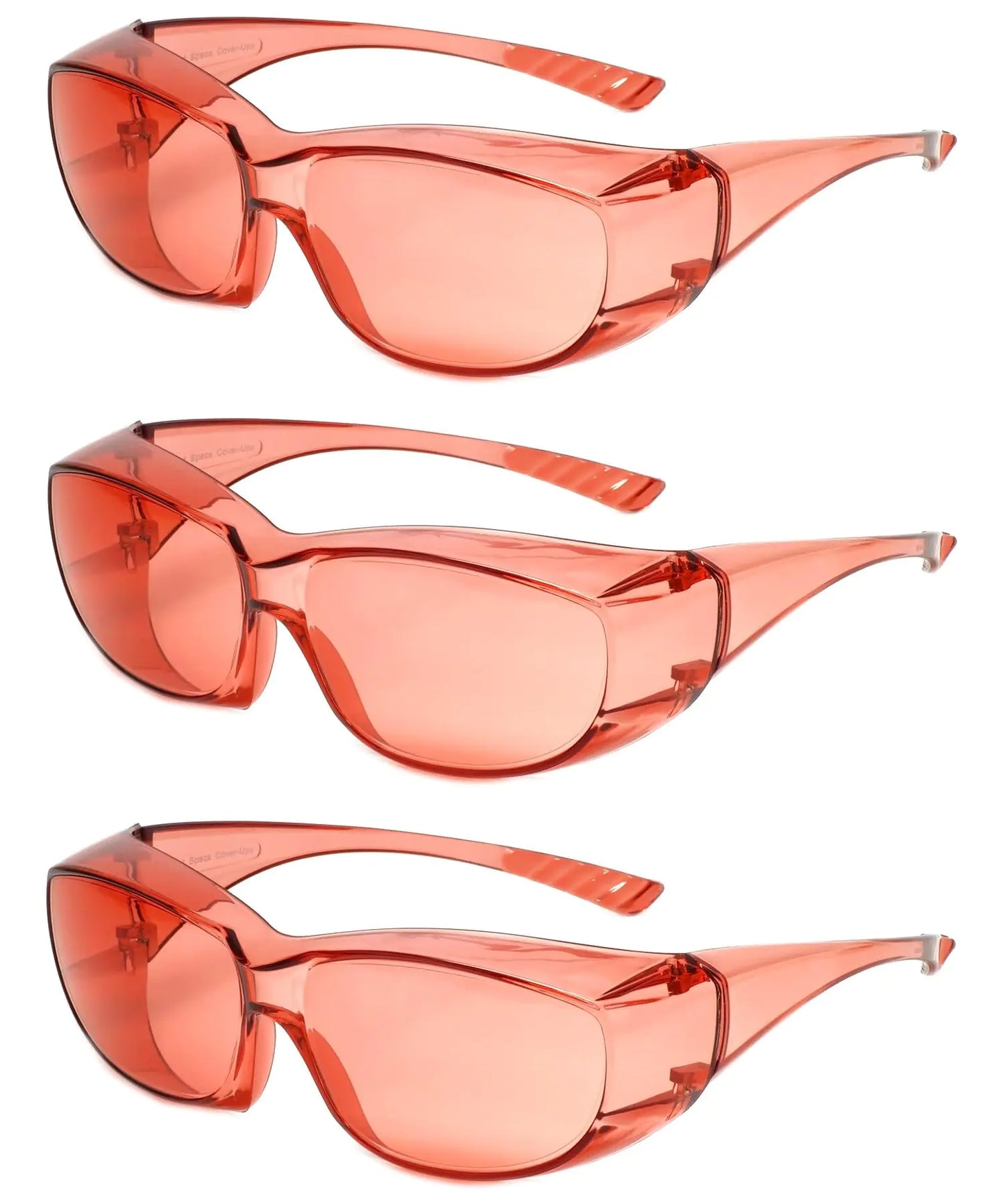 Calabria 6000 FL41 Pink Fitover Safety Glasses Wear Over Prescription Glasses Migraine Glasses FL-41 Light Sensitivity Glasses Women Men Indoor Outdoor Blue Light Blocker Over Glasses Eye Protection