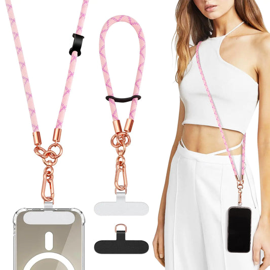 TiMOVO Universal Phone Lanyard Crossbody Adjustable Anti-Theft Phone Strap Crossbody for Phone Cases Cell Phone Neck Lanyard Wrist Strap for Women Pink