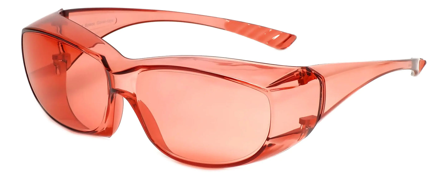 Calabria 6000 FL41 Pink Fitover Safety Glasses Wear Over Prescription Glasses Migraine Glasses FL-41 Light Sensitivity Glasses Women Men Indoor Outdoor Blue Light Blocker Over Glasses Eye Protection