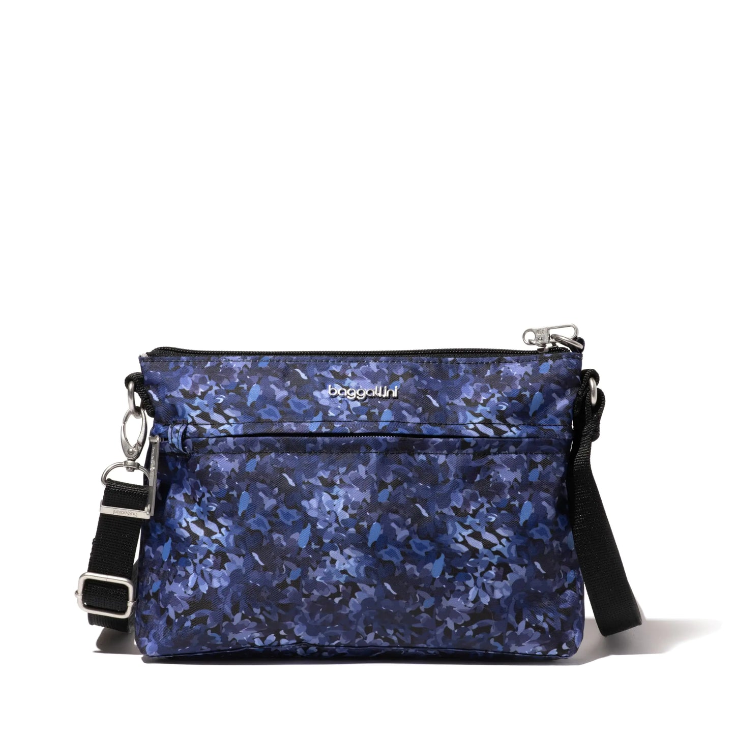 Baggallini Womens Securtex Anti-Theft Memento Crossbody Bag Indigo Petal