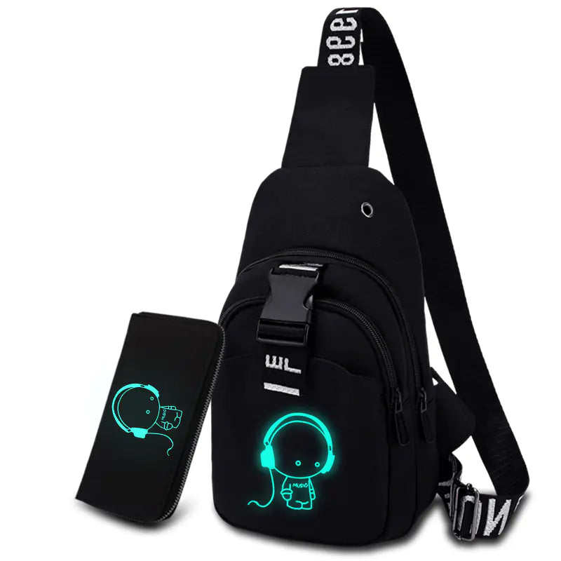Men's Anti-Theft Canvas Crossbody Bag with Charger