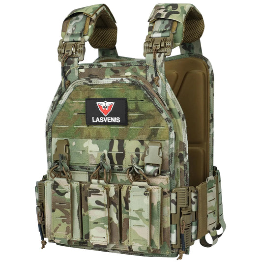 LASVENIS Quick Release Tactical Vest Adjustable Breathable Weighted Outdoor Vest for Training