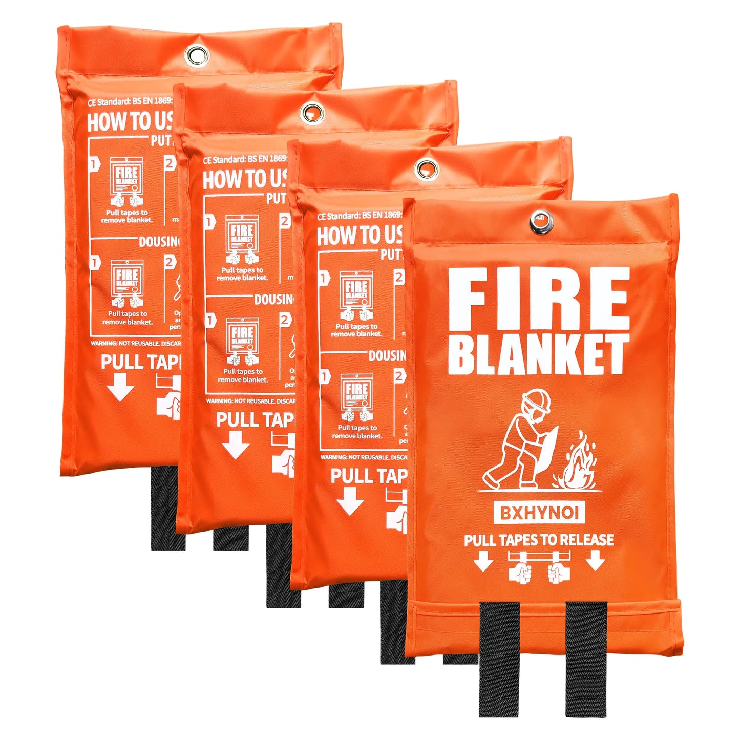 BXHYNOI Fire Blanket40"x 40"4 Pack Emergency Fire Blanket for Kitchen and Home
