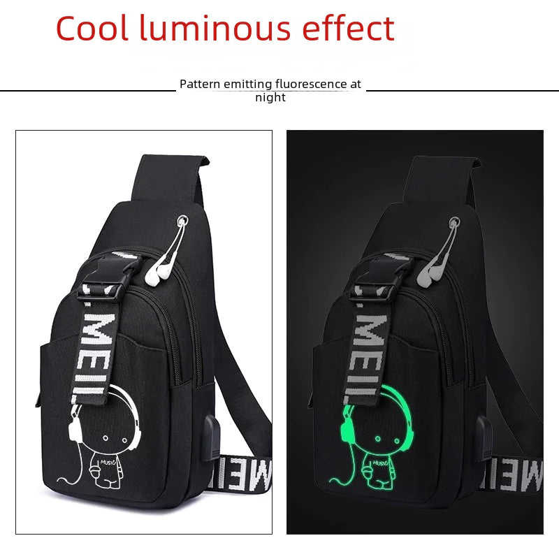 Men's Anti-Theft Canvas Crossbody Bag with Charger